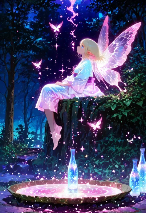 (beautiful girl: 1.3),masterpiece, Highest quality, Ultra-high resolution,rich contrast,super high quality,8k,Highly detailed CG unit wallpaper,texture,Incredibly absurd,Ultra-high resolution,RAW Photos,night,Moonlit Ocean,xss,Glitter effect,0__11Xx_illu,(...