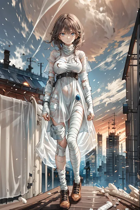 (((Bandage girl)))、Beautiful girl,Halloweenの夜,怪物に取り囲まれたCity, A girl being controlled by a monster , Transforming into a monster , A city filled with skyscrapers ,Cityの夜景
少女の傷付いた姿, A girl's expression is gloomy and gloomy ,frightened posture, A girl hiding...