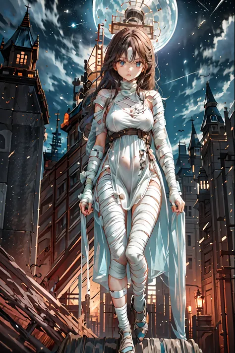 (((Bandage girl)))、Beautiful girl,Halloweenの夜,怪物に取り囲まれたCity, A girl being controlled by a monster , Transforming into a monster , A city filled with skyscrapers ,Cityの夜景
少女の傷付いた姿, A girl's expression is gloomy and gloomy ,frightened posture, A girl hiding...