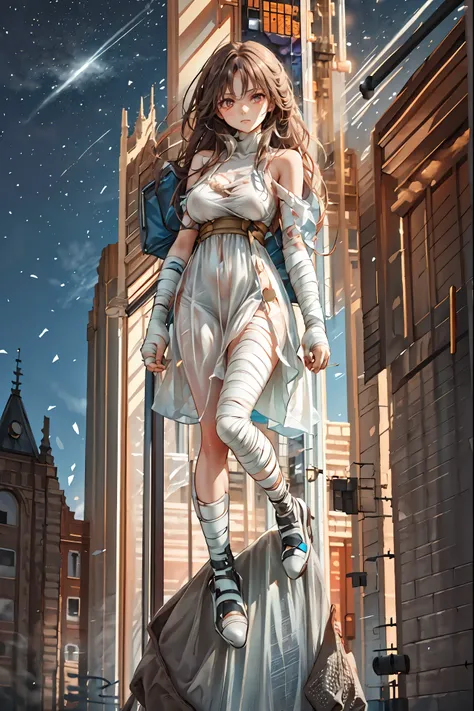 (((Bandage girl)))、Beautiful girl,Halloweenの夜,怪物に取り囲まれたCity, A girl being controlled by a monster , Transforming into a monster , A city filled with skyscrapers ,Cityの夜景
少女の傷付いた姿, A girl's expression is gloomy and gloomy ,frightened posture, A girl hiding...