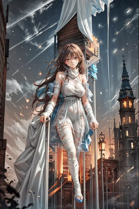 (((Bandage girl)))、Beautiful girl,Halloweenの夜,怪物に取り囲まれたCity, A girl being controlled by a monster , Transforming into a monster , A city filled with skyscrapers ,Cityの夜景

少女の傷付いた姿, A girl's expression is gloomy and gloomy ,frightened posture, A girl hiding...