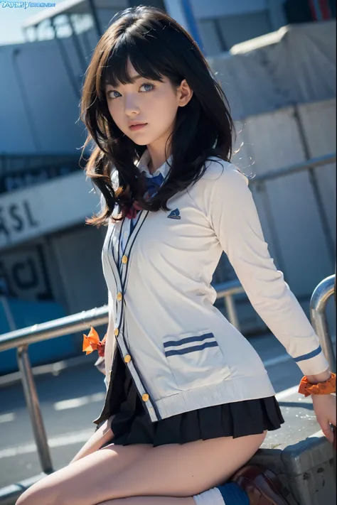 1girl, solo, Japanese beautiful girl, 17 years old, hight school student, looking at viewer, (smile:1.1),
short stature, moderate waist, medium breasts, big hips, 
(Best quality, 8k, 32k, Masterpiece, UHD:1.2), 
beautiful face, perfect face, highly detaile...