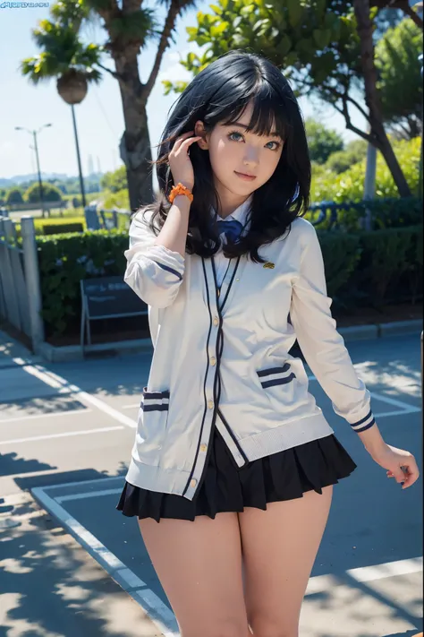 1girl, solo, Japanese beautiful girl, 17 years old, hight school student, looking at viewer, (smile:1.1),
short stature, moderate waist, large breasts, big hips, (cameltoe:1.3),　
(Best quality, 8k, 32k, Masterpiece, UHD:1.2), 
beautiful face, perfect face,...