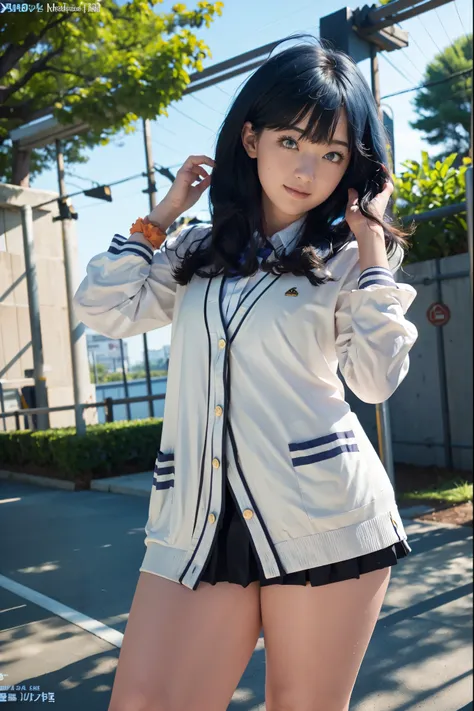 1girl, solo, Japanese beautiful girl, 17 years old, hight school student, looking at viewer, (smile:1.1),
short stature, moderate waist, large breasts, big hips, (cameltoe:1.3),　
(Best quality, 8k, 32k, Masterpiece, UHD:1.2), 
beautiful face, perfect face,...