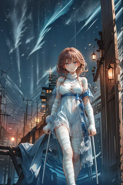 (((Bandage girl)))、Beautiful girl,Halloweenの夜,怪物に取り囲まれたCity, A girl being controlled by a monster , Transforming into a monster , A city filled with skyscrapers ,Cityの夜景
少女の傷付いた姿, A girl's expression is gloomy and gloomy ,frightened posture, A girl hiding...