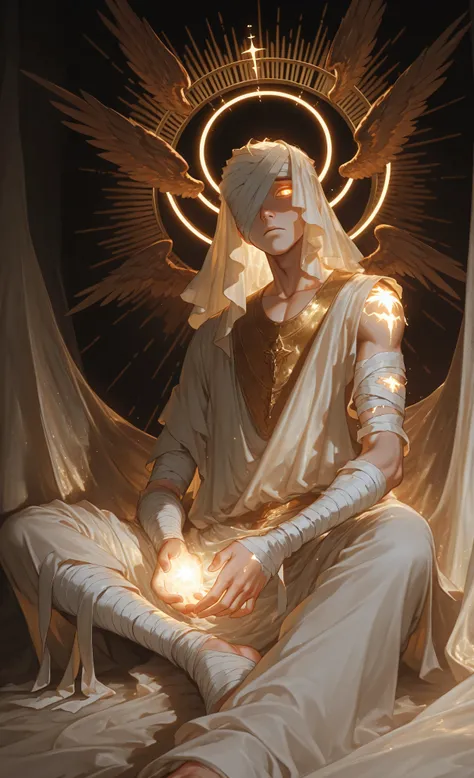 (moody lighting, dramatic shadows, bloom lighting, colored shadows, Ink Style, best quality, soft lines, clear details, masterpiece:1.3, 8k:1.3, Highest quality:1.3, detail:1.3, high resolution:1.3, digital painting, super detail, 1male), (divine aesthetic...