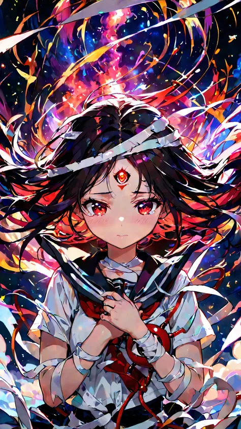 (masterpiece:1.2, best quality), (very detailed CG, ultra-detailed), (extremely detailed and beautiful:1.1), (perfect details:1.1), ((1 beautiful girl)), solo, (bust up:1.2), wearing a black sailor uniform, beautiful detailed face, (beautiful detailed eyes...