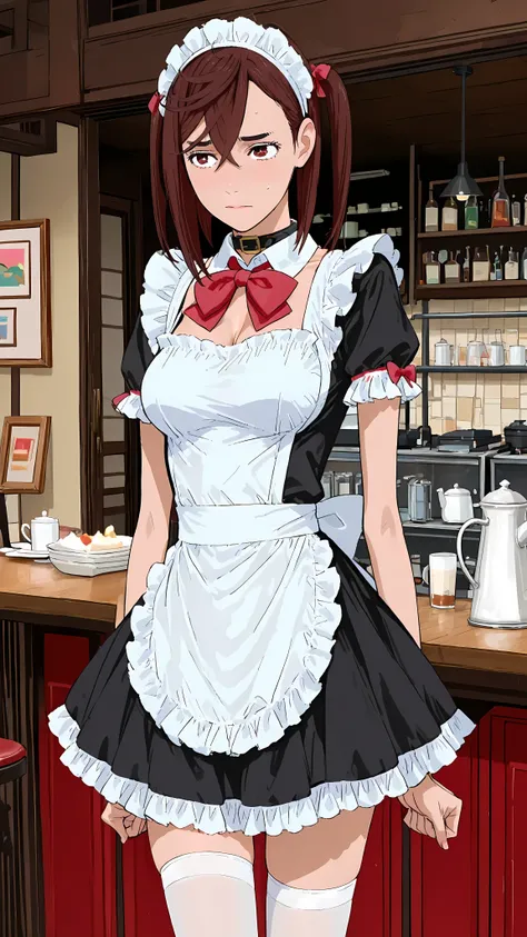 (masterpiece,best quality:1.2,amazing quality,very aesthetic, absurdres, newest),(anime coloring), dandadan style,(Ayase Momo, Dandadan ),1girl,(ideal ratio body proportions:1.2),(slender body,skinny:1.2), medium breasts,medium brown hair,twintails,big eye...