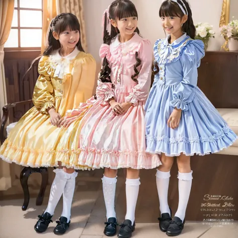 ((  Distant view,full body,standing:1.2)),Highest Quality, masterpiece, highest resolution, art work, super それにget used to it, many get used to it, get used to it, それにget used to it, 3k photos,,three noble women sit indoors across the street,. ((10 year ol...