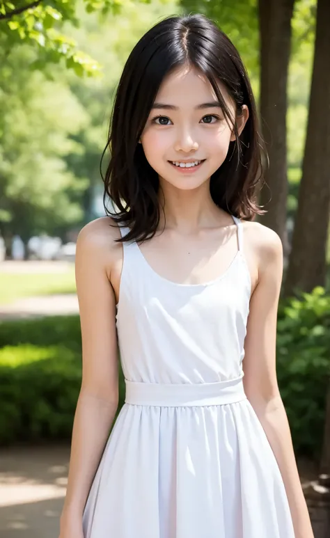 2 cute girls,((Highest Quality)),park where the nipples are almost visible,((Photo Quality)),(Slim:1.5),(detail),Tiny Chest,narrow shoulder width,perfect face,Tank Dress ,ruffle dress,(skinny:1.3),(smile:0.5)