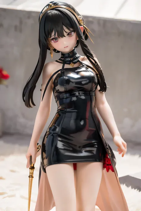 sexy leather dress with bright red roses showing black thighs
Pick up a weapon   (  top quality,4K,8k,     portable    ,  masterpiece:1.2)
 Long black hair standing in front of me 　Yol's Hairstyle　((Royal Palace))　garter belt tiara