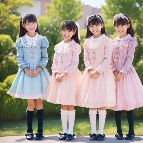 ((  Distant view,full body,standing:1.2)),Highest Quality, masterpiece, highest resolution, art work, super それにget used to it, many get used to it, get used to it, それにget used to it, 3k photos,,three noble women sit indoors across the street,. ((10 year ol...