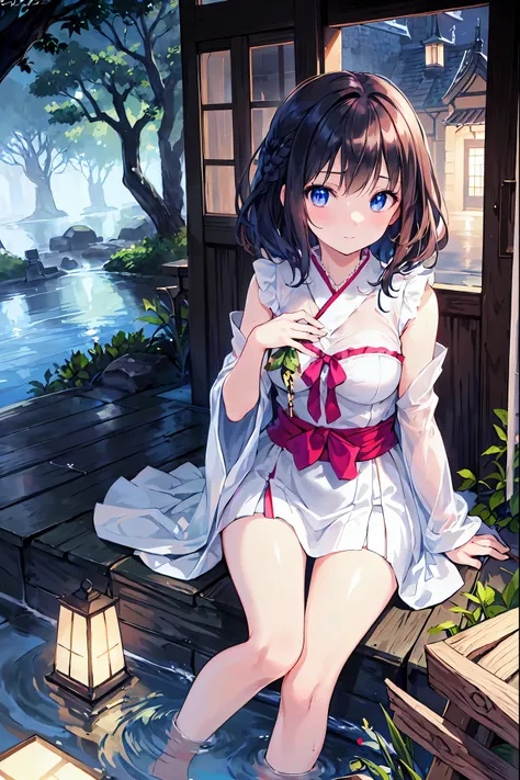 Haunted Castle、Japanese Castle，🏯、1 Midnight、The girl who lost her way、long black hair，Smartphone in hand、Smartphone light、Lightning echoes、girl wet in the rain、big mansion like a castle、 Ghosts、dimly lit room、State of Ruins、Only ghost eyes light up，shortcu...