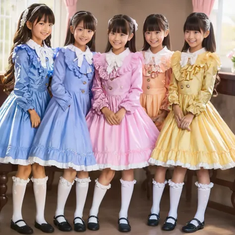 ((  Distant view,full body,standing:1.2)),Highest Quality, masterpiece, highest resolution, art work, super それにget used to it, many get used to it, get used to it, それにget used to it, 3k photos,,three noble women sit indoors across the street,. ((10 year ol...