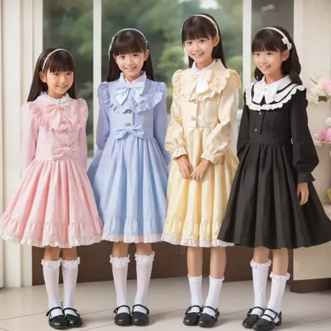 ((  Distant view,full body,standing:1.2)),Highest Quality, masterpiece, highest resolution, art work, super それにget used to it, many get used to it, get used to it, それにget used to it, 3k photos,,three noble women sit indoors across the street,. ((10 year ol...