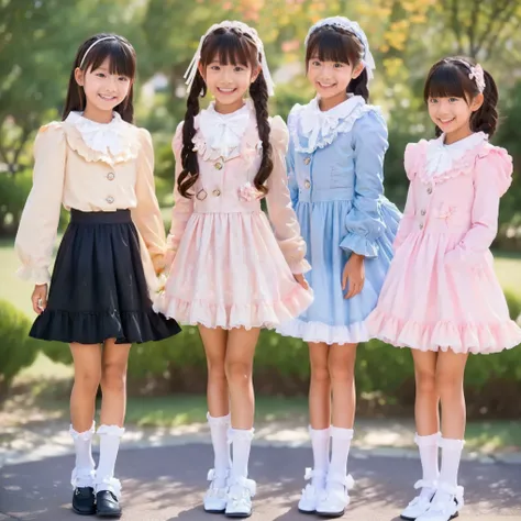 ((  Distant view,full body,standing:1.2)),Highest Quality, masterpiece, highest resolution, art work, super それにget used to it, many get used to it, get used to it, それにget used to it, 3k photos,,three noble women sit indoors across the street,. ((10 year ol...