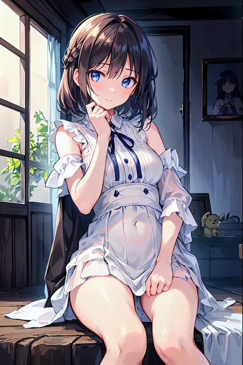 Haunted Castle、Late Night、The girl who lost her way、long black hair，Smartphone in hand、Smartphone light、Lightning echoes、girl wet in the rain、big mansion like a castle、 Ghosts、dimly lit room、State of Ruins、Only ghost eyes light up，shortcuts，unkempt hair，Sh...