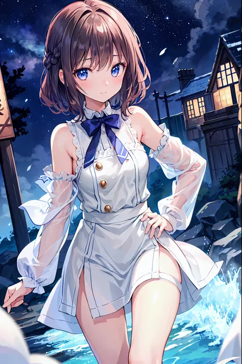 Haunted Castle、Late Night、The girl who lost her way、long black hair，Smartphone in hand、Smartphone light、Lightning echoes、girl wet in the rain、big mansion like a castle、 Ghosts、dimly lit room、State of Ruins、Only ghost eyes light up，shortcuts，unkempt hair，Sh...