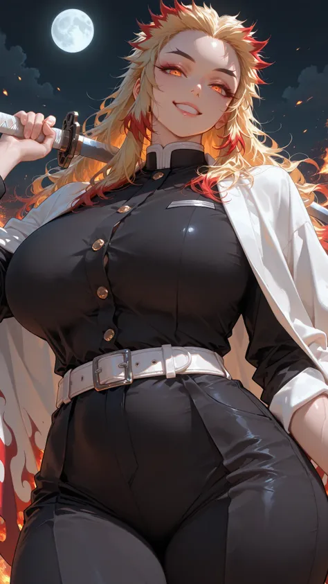 1girl, solo, beautiful girl, UHD, masterpiece, (anatomically correct), super detail, high details, high quality, best quality, HD, 8k
kyojuro rengoku_\(Demon Slayer\), gender change, handsome girl, androgynous face, big beautiful eyes, long eyelashes, Mult...