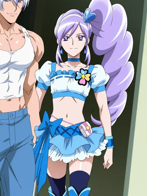 傑作、Best quality、Best resolution、Best image quality、amazing quality、 very aesthetic、 absurdres、anime coloring、anime screencap、anime screenshot、very detailed、Very detailed face、Very detailed eyes、official style、1boy、(male:1.5)、cure berry is a boy、man is wear...