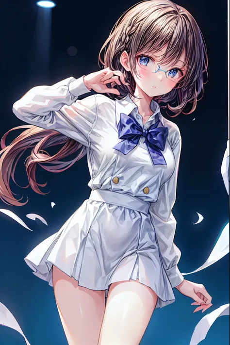 gold rimmed glasses,Dazzling gaze,Dignified Behavior,cowboy shot，big boobs,Long hair,Student Council President,School student council room,Student Charisma,Sharp Expressions,I am the most,Vice President for Male Students,Accounting and General Affairs Stud...