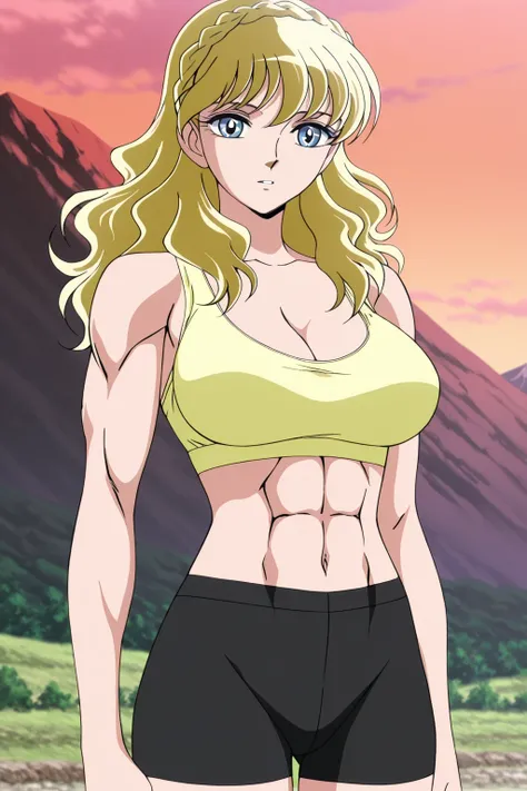 score 9 、score 8 up、score 7 up、source anime、傑作、best quality、best resolution、best image quality、anime coloring、1girl、mii、anime girl with blue eyes and long blonde hair、solo、girl、portrait of change ta、blonde hair、long hair、blue eyes、french braid、crown braid、...