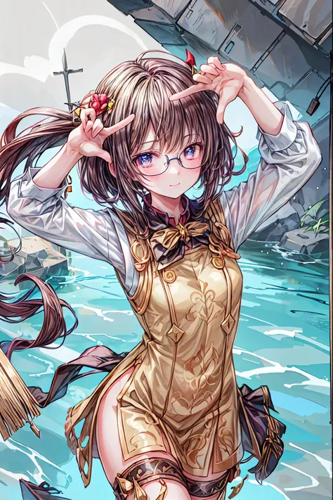 gold rimmed glasses,Dazzling gaze,Dignified Behavior,cowboy shot,big boobs,Long hair,Student Council President,School student council room,Student Charisma,Sharp Expressions,I am the most,Vice President for Male Students,Accounting and General Affairs Stud...