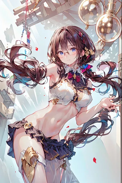 (((gold rimmed glasses))),(((Peace sign on face))),(((Bust Shot))),((face up)),((upper body)),((from below:1.2)),Dazzling gaze,Dignified Behavior,cowboy shot,big boobs,Long hair,Student Council President,School student council room,Student Charisma,Sharp E...