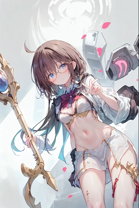 (((gold rimmed glasses))),(((Peace sign on face))),(((Bust Shot))),((face up)),((upper body)),((from below:1.2)),Dazzling gaze,Dignified Behavior,cowboy shot,big boobs,Long hair,Student Council President,School student council room,Student Charisma,Sharp E...