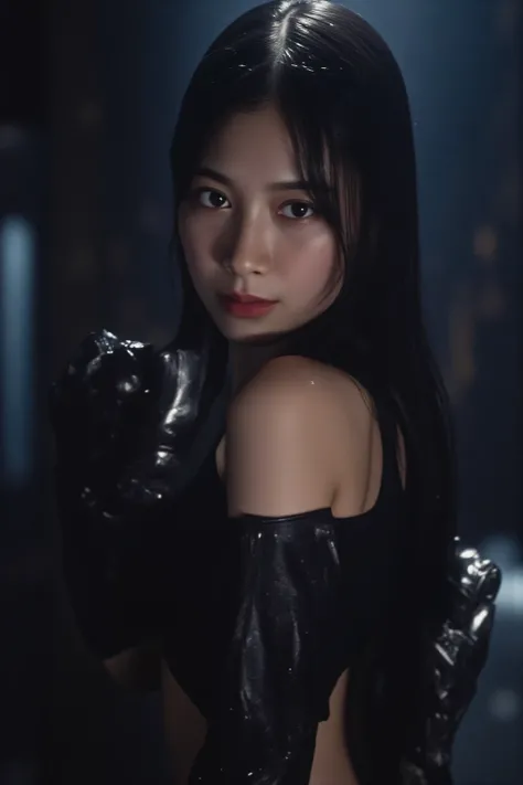 (((The pitch-dark interior of the Nostromo ship:2.0))),(((HR Gigger Style Cyberpunk Atmosphere:2.0))),(((Holds a Colt Government-style laser gun:2.0))),((pointing the muzzle at the viewer:2.0)),A woman,(cute faces getting creampied:1.5),(Beautiful well-bal...