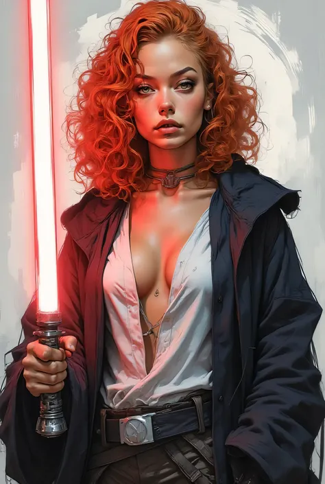 masterpiece, 8k resolution, ultra detailed, pastel color palette, beige skin surface, bright pink and light blue highlights. A beautiful, commanding Mara Jade as a Sith Lord. She has vibrant wavy red hair, piercing green eyes, and fair, alabaster skin.
At...