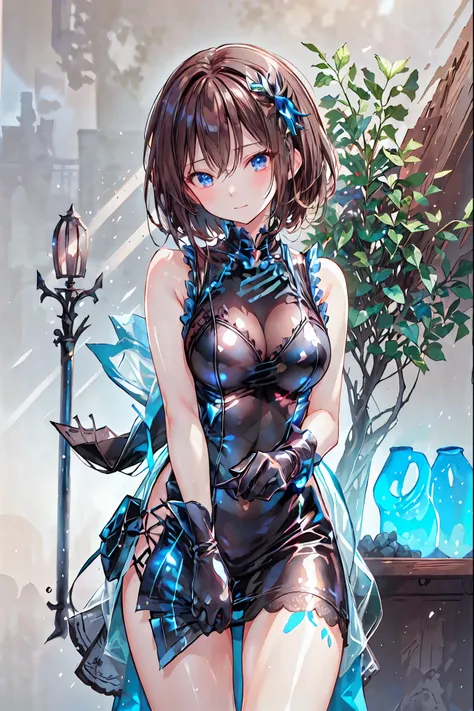 Latex Female Body Silhouettes, sexy look, Shiny Latex Material Sticking to the Body, Dark, Smoky Hazardous Environments, bright spotlight, Red or Black Tones, High Quality,4K,Realistic,Professional,Tokyo Disneyland,Tokyo Disneylandの活気に満ちた魔法のような雰囲気の中を歩く, ca...