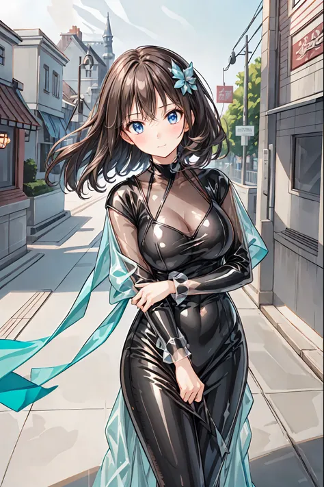 Latex Female Body Silhouettes, sexy look, Shiny Latex Material Sticking to the Body, Dark, Smoky Hazardous Environments, bright spotlight, Red or Black Tones, High Quality,4K,Realistic,Professional,Tokyo Disneyland,Tokyo Disneylandの活気に満ちた魔法のような雰囲気の中を歩く, ca...