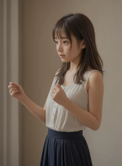 かわいいyounger女の子,slender,Rating_Safety,score_6_up,score_7_up,score_8_up,score_9,short,skinny,small waist,slender body,(tiny:1.2),younger,ネイビーブルーのスイムスーツを着たyoungerMade in Japanの少女が、,Hair elastic,hairpins,Realistic, from above ,(BIG BREASTS:0.3),small breasts,M...