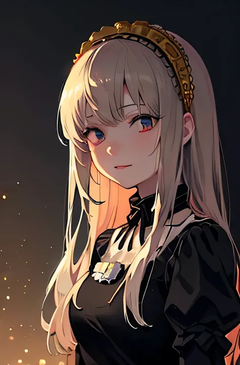 Glamorous Ornate Rosen Maiden,PERSON PORTRAIT,cute and cute,Delicate Features,Dignified Behavior,Elegant Formal Wear,Gold Accessories,reddish brown hair,deep blue eyes,4K resolution,super definition,High quality realism,Studio Lighting,soft bokeh effect,br...