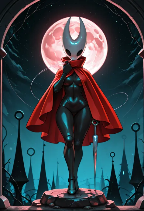 Lordstevie - Hornet with Cape Blowing, Posing with Needle
Prompt: "A dynamic illustration of Hornet from Hollow Knight: Silksong, standing heroically on a windswept spire in a stormy, otherworldly landscape. Her red cape billows dramatically in the wind, c...