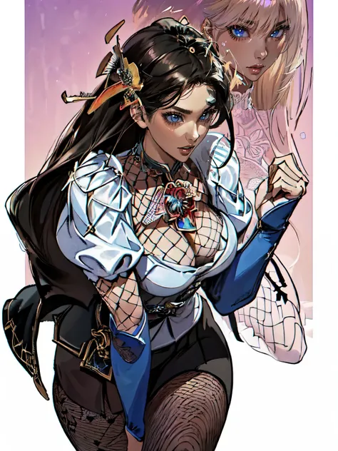 ((no background))), (((Create images from an image above the head to an image of the thigh))), (((The image above the head is not cropped))), (((female))), 삼국지 시대의 female, Big breasts, ((exposure costume)), (((Exposing the chest bone))), (((Three Kingdoms ...