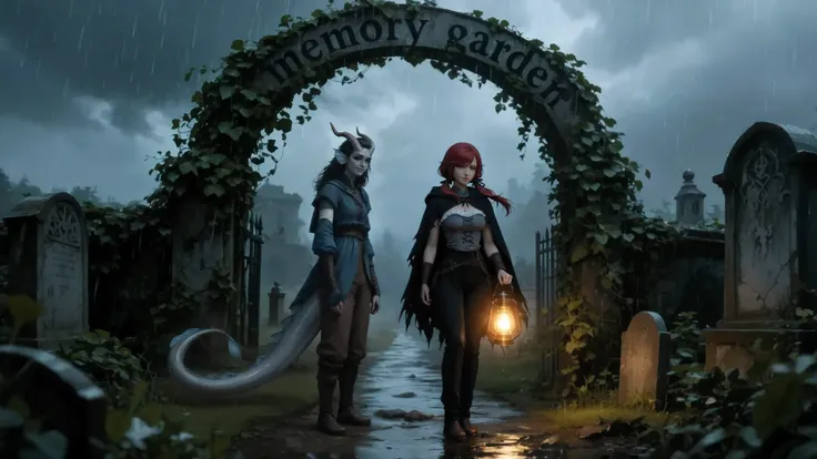 Better quality, Ultra-detailed, Highest resolution 8K, Cinematic emotional static frame, 8K UHD, Extremely detailed, physical visualization, masterpiece,
dark aesthetics. Gloomy shot. dark fantasy style.
Two characters stand under "memory garden":
1 char...