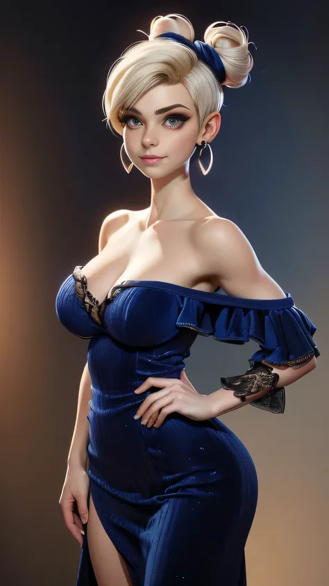 RAW digital art, ultra-realistic 3D render of a stunning woman resembling Meowko, Close-Up portrait, ((young woman)), ((highly detailed face:1.3)), ((perfect proportioned body, Strong, muscular, narrow waist, narrow hips, skinny, thin, perfect female figur...