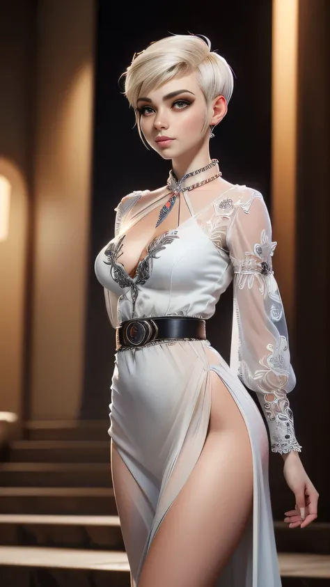 RAW digital art, ultra-realistic 3D render of a stunning woman resembling Meowko, Close-Up portrait, ((young woman)), ((highly detailed face:1.3)), ((perfect proportioned body, Strong, muscular, narrow waist, narrow hips, skinny, thin, perfect female figur...