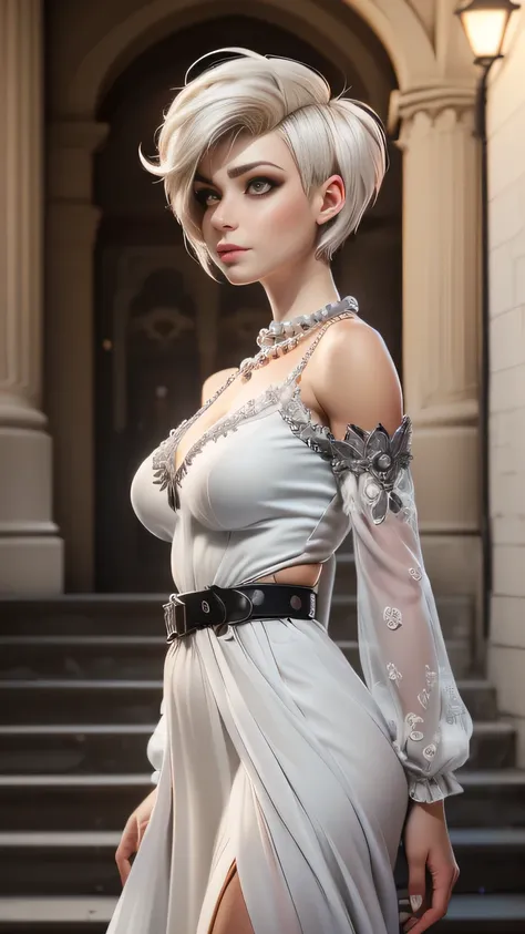 RAW digital art, ultra-realistic 3D render of a stunning woman resembling Meowko, Close-Up portrait, ((young woman)), ((highly detailed face:1.3)), ((perfect proportioned body, Strong, muscular, narrow waist, narrow hips, skinny, thin, perfect female figur...