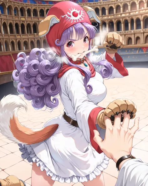 ((言語: 日本語、英語)、(Masterpiece), (Highest Quality), (High Score), (High Resolution),(4k),Uncensored,),
(masterpiece, best quality, very aesthetic)
((屋外)、1girl,,solo,),
（正常な足の描写、正常な体の構造）
(,(Ancient Rome, Colosseum, stone stage),,,(pov,man's hands fighting pose)...