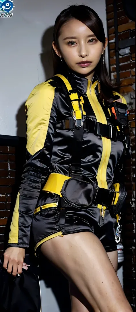 (   Very realistic ), ( Highest Quality), ((round,              SMALL AND PRECISE FACE             )),short shorts,black gloves,黒 shorts, boots,jacket,shorts, dark hair ,big breasts,Adult Female , The clothes are perfect for that figure ,beautiful skin ,My...