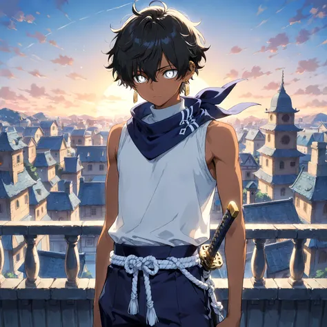 <lora:TrendCraft_The_Peoples_Style_Detailer-v2.4I-5_18_2025-Illustrious:0.2> <lora:flatline_v2_-_Illus_x_Niji:0.6>, masterpiece, highest quality, simple, 1boy, male focus, masculine, dark tanned skin, solo, young adult, adolescent, black hair, short wavy m...