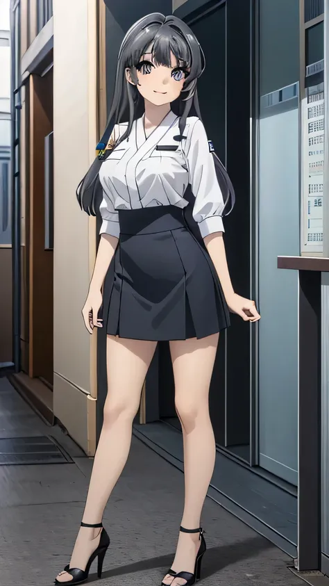 Highest Quality、Super detailed CG、high resolution、Clear quality、vivid focus、rich contrastoid,Japan,Big Breasts Woman in Police Officer Costume,Mini Skirt,Splendid Thighs,Beautiful legs,high heels,standing in the teacher's house,Full Body,Smile Yan,alone,Da...