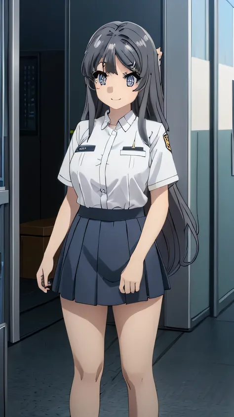 Highest Quality、Super detailed CG、high resolution、Clear quality、vivid focus、rich contrastoid,Japan,Big Breasts Woman in Police Officer Costume,Mini Skirt,Splendid Thighs,Beautiful legs,high heels,standing in the teacher's house,Full Body,Smile Yan,alone,Da...