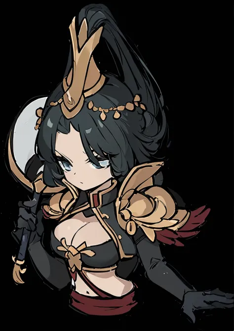 (((Top quality))) , ((full body)), female, References , alone, (white background), catching a cane ,Chinese Three Kingdoms costumes, Chest exposure, Big breasts, side slit skirt, Half a god