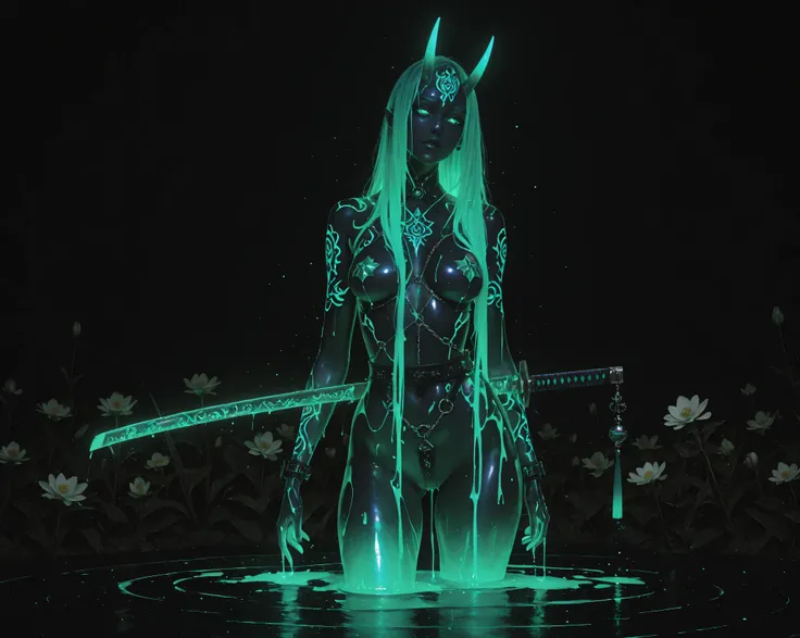 babe,oni,kimono,tattoo,Christmas, 3dreal, 3d, realistic,neon_art, neon_lineart, colorful_neon_lineart, neon_silhouette, silhouette, neon_colors, glowing, glow_effect, bright_outlines, vibrant_colors, high_contrast, black_background, digital_art,miaomiao_li...