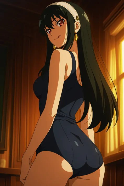 black hair, bangs, yorfor, reddish eyes, 1girl, solo, long_hair,black_hair, red_eyes, dress, jewelry, earrings, hairband, 

 white_hairband,   gold_earrings, 
hdr, low contrast, masterpiece, best quality, absurdres, highres, perfect anatomy, anime style, a...