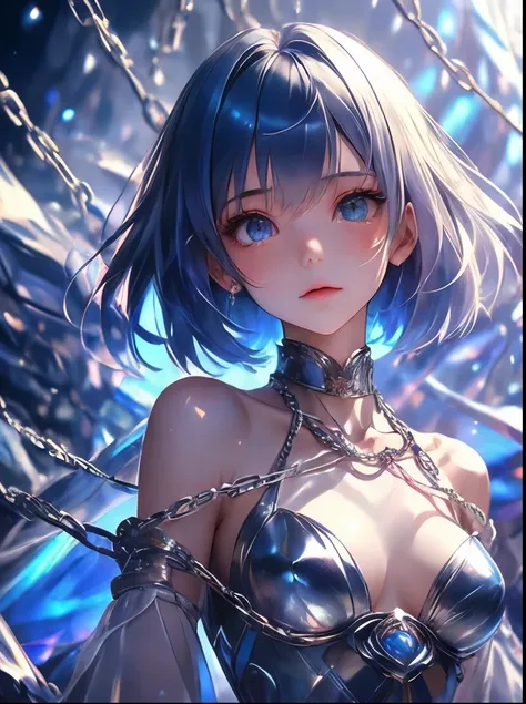 (((SFW、Highest quality、A first-class masterpiece、normal body 、32K、detailed face、Ultra High Accuracy、Normal hand、Highest)))、Hinako Shirai 『Blue Reflection』、Beautiful girl、 Silver Hair、Heterochromia(Blue pupil、Tea pupil)、bob cut、Slim、Slender、Magical Girl、Pin...